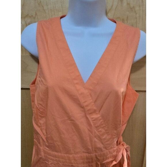 Talbots Womens Wrap Dress Orange Ruffle Hem Size 6 Cotton Blend - Picture 1 of 6